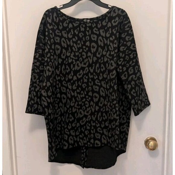 Shannon Passero Tunic Sweater, Grey/Black Leopard Print, Size XS - Picture 1 of 6